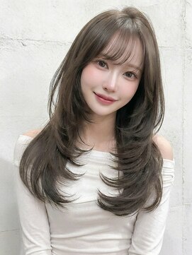 リリーバイフォルテ 静岡駅前店(Lily by FORTE) セミロングレイヤー モカブラウン シャギーカット 顔周り