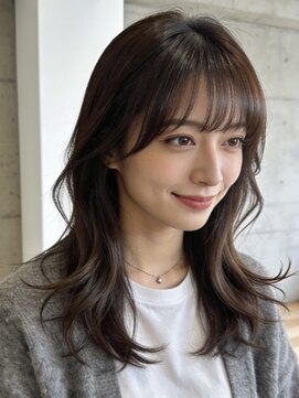 カランエノエル(Calin et Noel) シースルーバング/くびれミディアム/ダークグレージュ