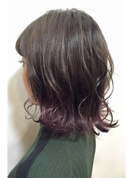 オースト ヘアー ステラ 新宿店(Aust hair Stella) ラフ外ハネセミディ×モーヴピンク