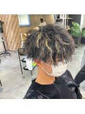 金メッシュツイストスパイラルパーマメンズマッシュ