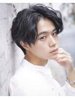 カライング(ing) スーツ短髪ツーブロック束感モテる黒髪シークレットパーマ流行