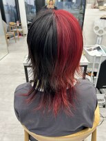 ビューナゴヤ 名駅(VIEW NAGOYA)&nbsp;黒髪/ボブルフ/小顔/ウルフカット/ツートンカラー/レッドカラー