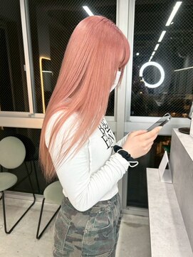 ジゼル 梅田(GiseL) ロングヘアピンクベージュペールピンク髪質改善トリートメント