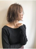 前髪/レイヤーカット/ブラウン/アッシュカラー/オリーブ/ボブ