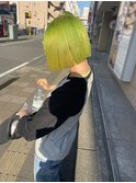 ライムイエロー×ミニボブ