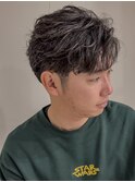 フェザーショートフェザーパーマセンターパートニュアンスパーマ