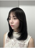 ミディアムレイヤーカット♪ シースルー前髪 盛れる顔周りカット