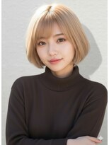 アース 栄店(HAIR&MAKE EARTH) earthショートレイヤーボブミルクティー丸みショートボブ