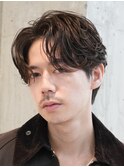 メンズシースルーマッシュニュアンスパーマシャドウパーマテテ風