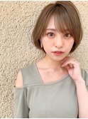 大人かわいいくすみベージュ小顔ショートボブ新宿