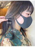 〇インナーカラー " ホワイトグレー イヤリングカラー "