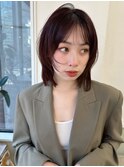 こなれミディ　薄め前髪　イメチェンレイヤー　ダークブラウン