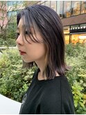 暗めラベンダーアッシュカラーの外ハネボブ