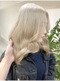 ミルクティーグレージュ小顔ウルフレイヤーくびれロングレイヤー