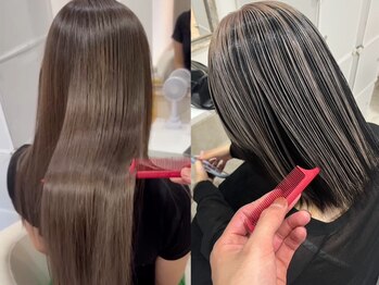 ヘアーバイフォーク 琴似店(Hair by VORK)の写真/《琴似駅1分》ダメージレス＆艶感でSNSで話題の「つるりんちょ。」導入◎思わず触りたくなる質感に