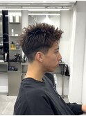 スパイキーショート アップバング 束感ショート mens