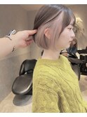 ダブルカラー/インナーカラー/イヤリングカラー/ピンクブラウン