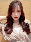 韓国風ロングヘア　くびれヘア　ナチュラルブラウン