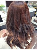 モテ髪小顔ロングヘアバーガンディー