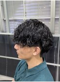 刈り上げマッシュ×波巻きパーマ