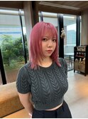 ピンクカラーレイヤーカット