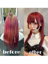 ガルボヘアー 心斎橋店(garbohair)&nbsp;プルエクステ/レッドカラー/ローライト/心斎橋エクステ