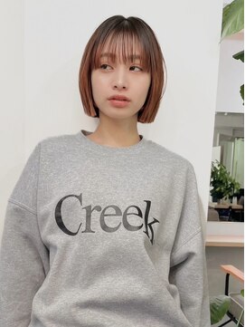 フォト 新宿三丁目(foto) くびれヘア/アプリコットオレンジ/ハイライトカラー/ボブ/新宿