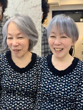 メモリーズ 銀座(Memories) レイヤーショート白髪ぼかし脱白髪染め40代50代60代ショートボブ