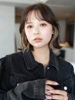 アルバム 新宿(ALBUM SHINJUKU)&nbsp;暗めカラーおくれ毛韓国ヘア前髪カットグレージュボブ_F80800