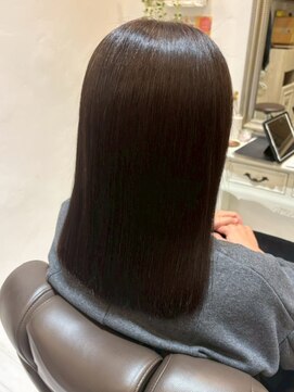 切りっぱなしロブ/モードヘア/エイジングケア/透明感/うる艶髪