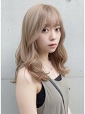 20代30代◎ミルクグレージュ巻き髪×透明感レイヤー ブリーチ