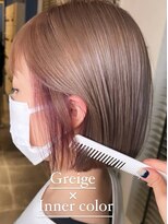 アース 郡山コスモス通り店(HAIR&MAKE EARTH) ブラウン×ピンクイヤリングカラーの切りっぱなしボブ