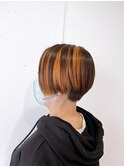 ツートーン　アシメ　韓国風　ショートスタイル