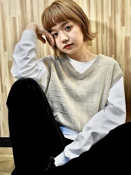 ブゾン(buZon) 切りっぱなしボブ×ミルクティーベージュ