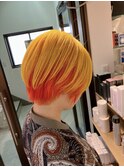 長崎 ショートヘア オレンジ×イエロー