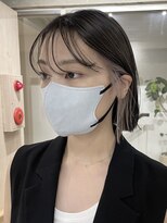 サンク 原宿 表参道(cinq) 黒髪イヤリングカラー前髪インナーカラーベージュデザインカラー