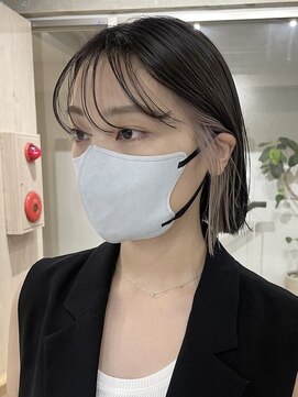 サンク 原宿 表参道(cinq) 黒髪イヤリングカラー前髪インナーカラーベージュデザインカラー