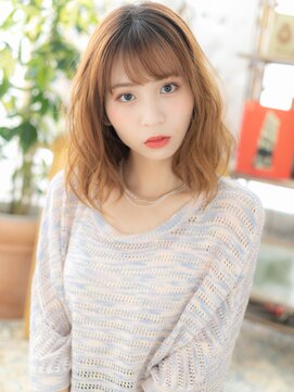 カバーヘアアンドスパ ブリス 浦和(COVER HAIR&SPA bliss) ★オレンジベージュ細めハイライト小顔ミディアム20代30代★10