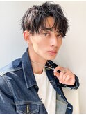 20代30代メンズスパイラルパーマワイルドオシャレ感アッシュ