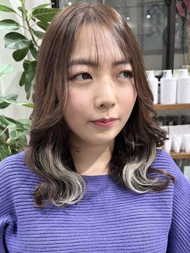 ベルヘアーデザイン 堺東(Belle hair Design) インナーカラーグレージュオリーブ韓国風レイヤーカット堺東