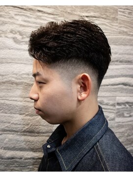 サーフカール/刈り上げセンターパート/ブルーブラック[渋谷]