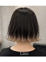 髪質改善Lino hair/縮毛矯正/白髪ぼかし/ハイライト/メンズカット【リノヘア】 コントラスト×裾カラー/黒艶髪/切りっぱなしボブ2