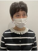 アンニュイベリーショートオン眉短め前髪ショートグレーベージュ