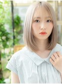 韓国風ハイトーンカラー透けバングボブディh4大宮20代30代40代