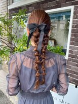 アズグロウ エクラ(AS GROW 'eclat)&nbsp;大人可愛い玉ねぎ編み込みスタイルアプリコットオレンジ