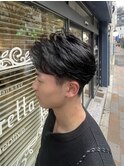 フェザーパーマ/ニュアンスパーマ/センターパート/メンズカット