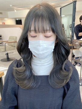 ミョンシル 韓国風くびれレイヤー◎ブリーチなし透け感マットグレージュ