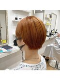 ショートボブ×オレンジベージュ