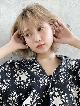 アイティーバイアルバム 松戸店(IT by ALBUM) 外ハネシースルバング_グレージュカラーボブウルフ_58728