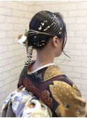 〈avant〉大人可愛いローポニー金箔水引きアレンジ